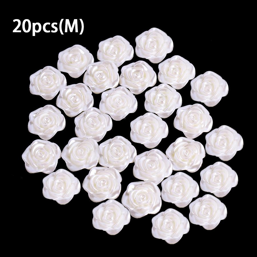 10/20pcs Plastic White Rose Shaped Pearl Button Decoration Accessories for Knitwear Shirt DIY Handicraft Sewing Art Supplies XJM