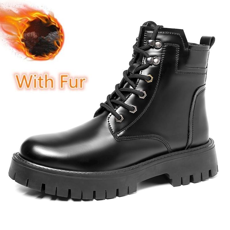 Męskie wygodne buty motocrossowe Grube dno Męskie buty outdoorowe z wysoką cholewką 2024 Oryginalne skórzane uniwersalne męskie ciepłe buty zimowe