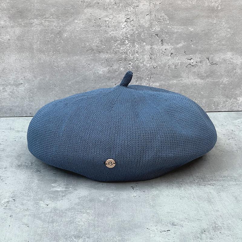 

Sweet Girl~ Refreshing Beige Beret Female Summer Thin Breathable Painter Hat Showing Face Small Versatile Hat m (55-57cm) adjustable for smaller sizes
