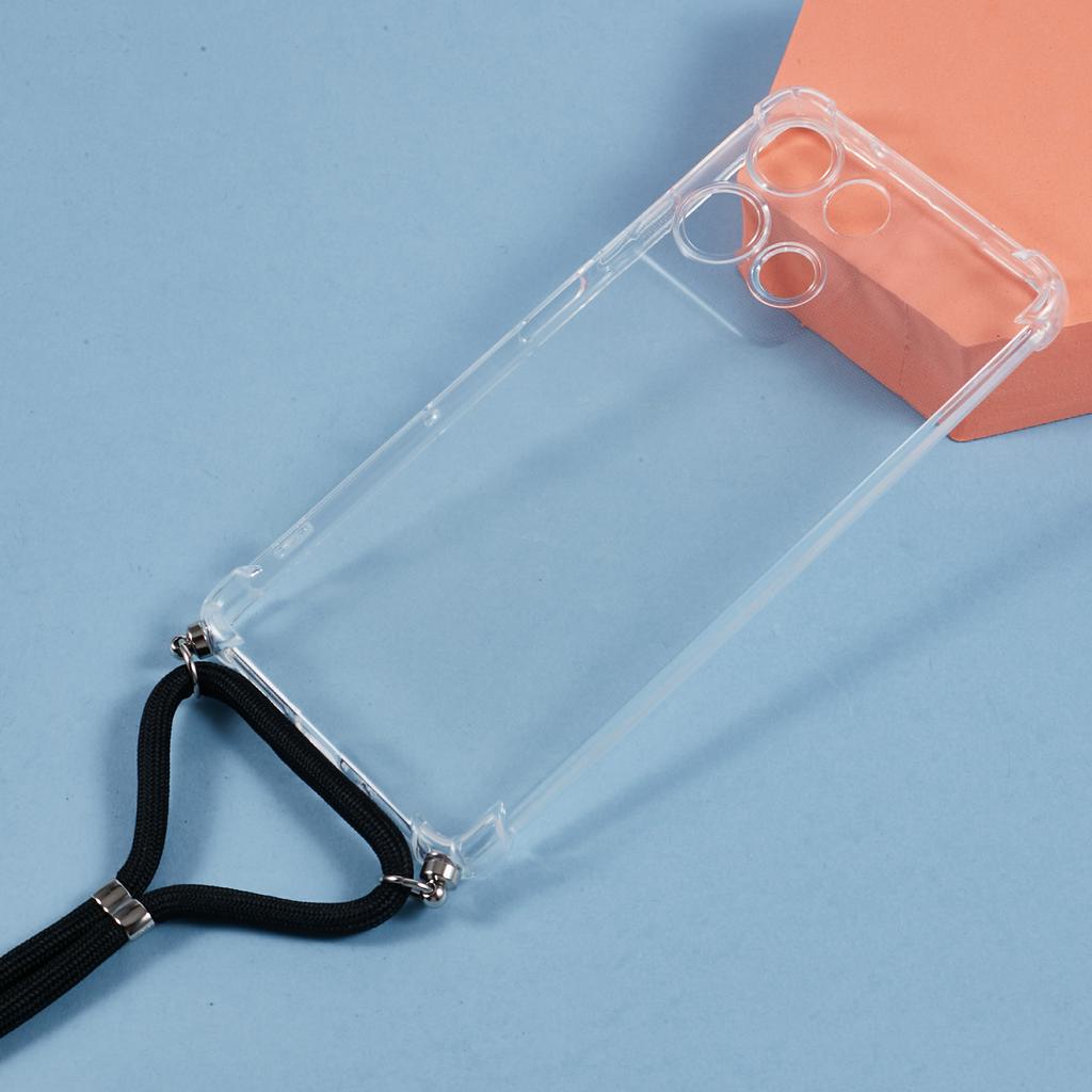 For Motorola Moto G75 5G Case Reinforced Corner TPU Clear Phone Cover with Lanyard