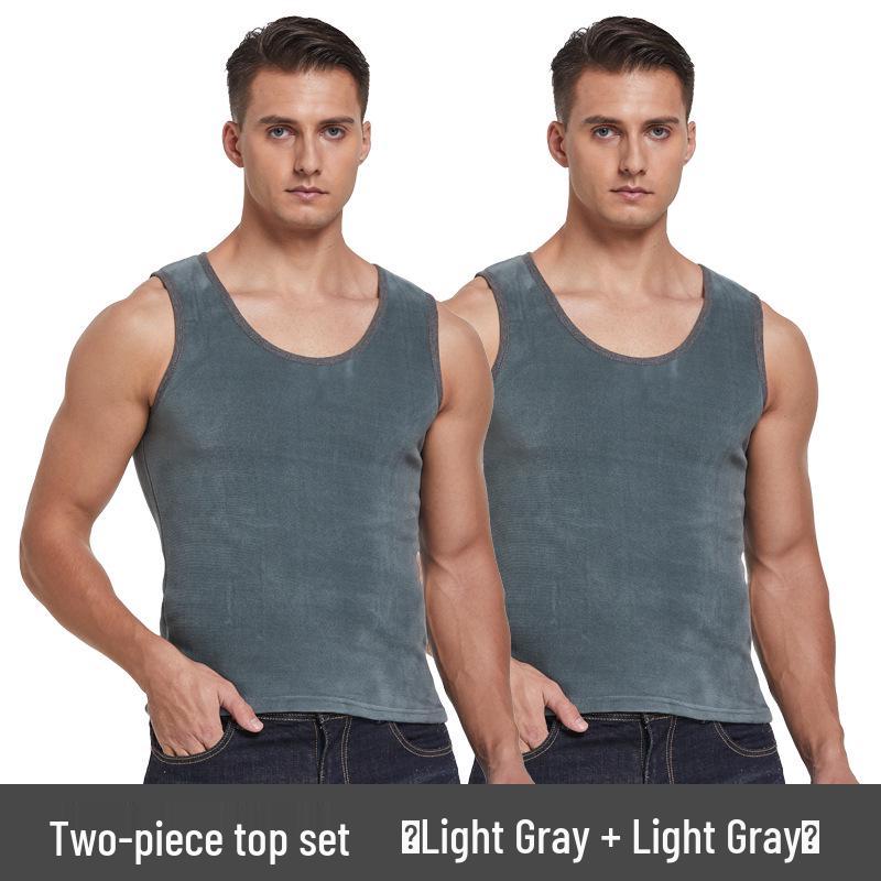Men's Winter Double-Sided Golden Velvet Vest with Fleece, Thickened for Warmth; Round Neck Waistcoat & Base Layer for Cold Protection
