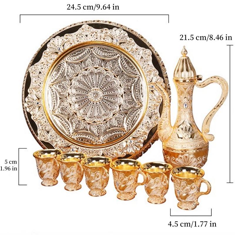 

European Wine Set, Alloy Home Peacock Wine Pot Set, Golden Vintage Wine Glass, Wine Pot Home Living Room Decoration,1Set L