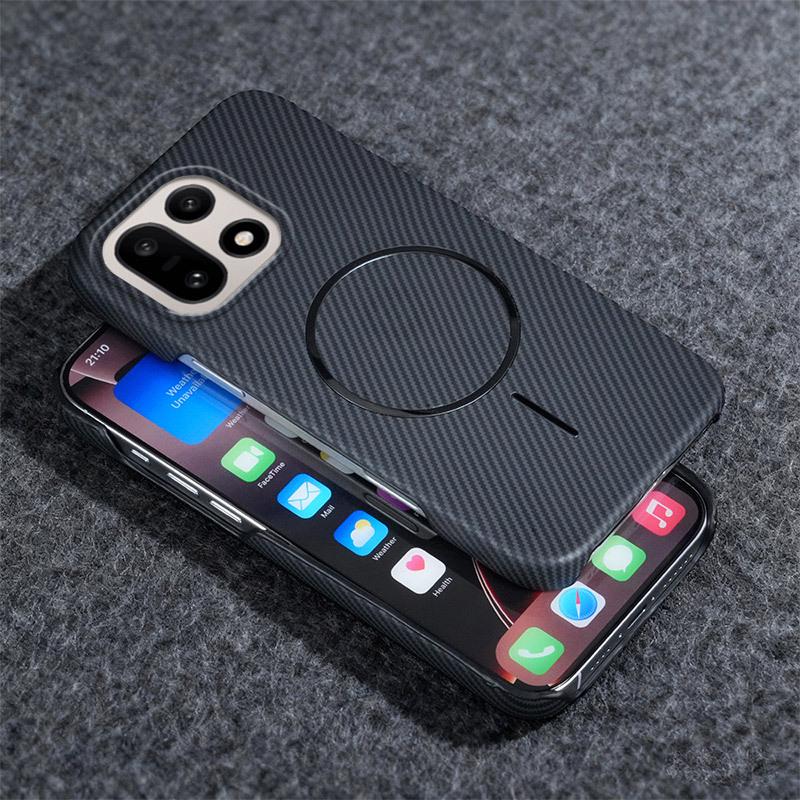 OnePlus 15T/ACE6 Magnetic Carbon Fiber Texture Phone Case with 1+Turbo6 Bracket