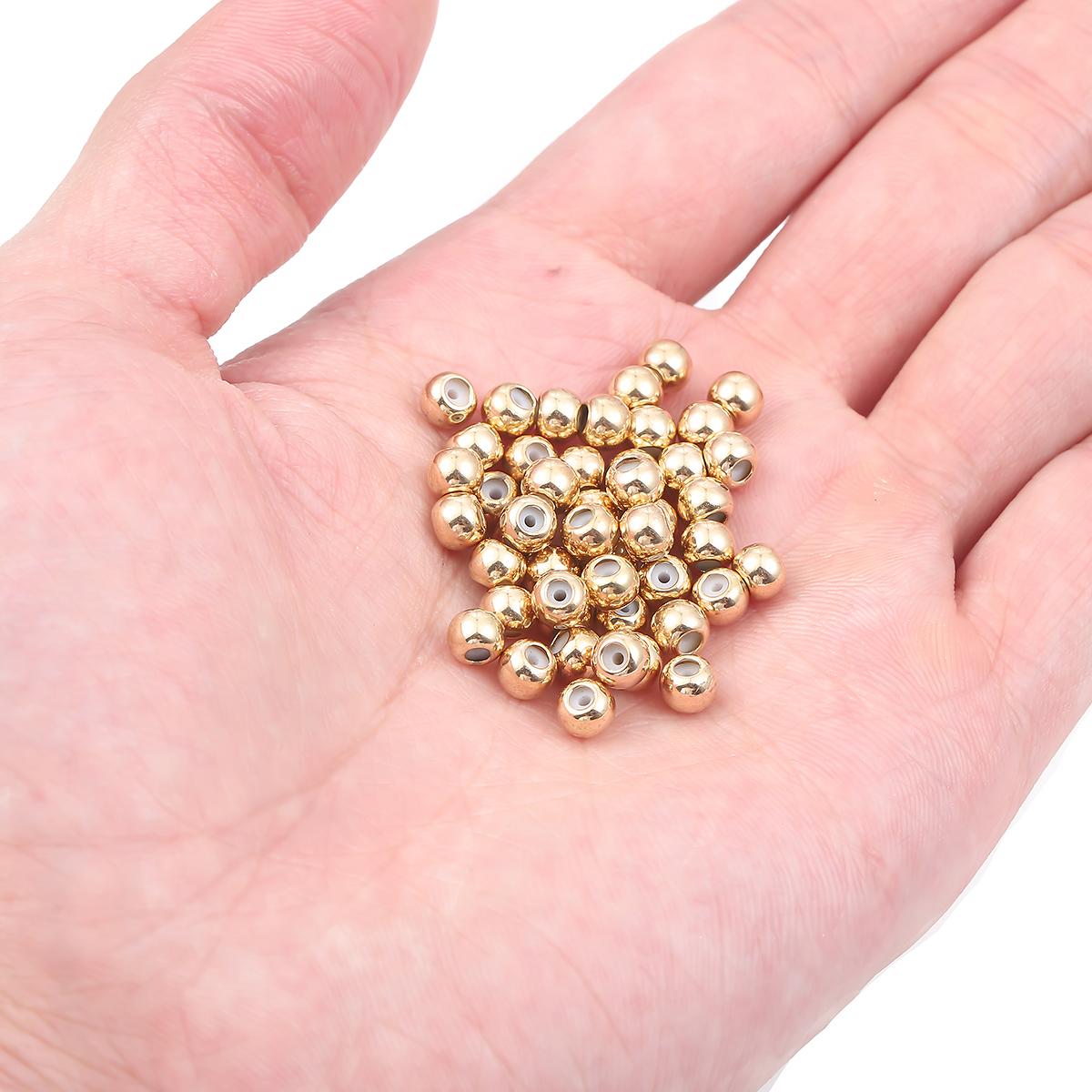 

10 шт., медные шариковые бусины-проставки, пробка 3/4/5/6 мм, металлические круглые свободные бусины для изготовления ювелирных изделий, аксессуары «сделай сам» 5mm золотой