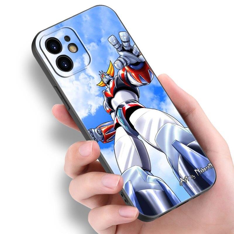 UFO Roboter Grendizer Telefon Fall Für Apple iPhone 14 13 12 Mini 11 Pro Max 7 8 XR X XS 7 8 Plus SE 2020 2022 Schwarze Abdeckung