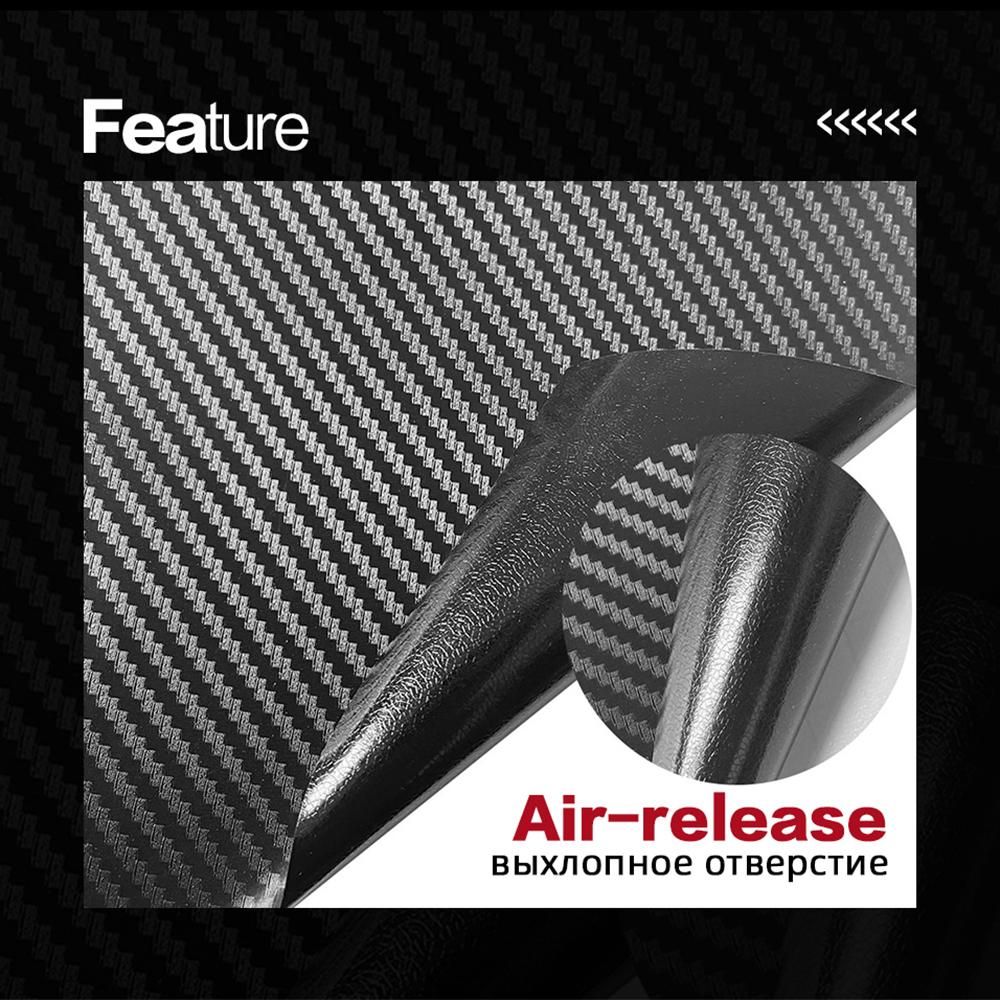 3D Carbon Fiber Car Sticker Paste Protector Strip Auto Door Sill Gloss Black Waterproof Protection Film Vinyl Wrap Film 10x150cm