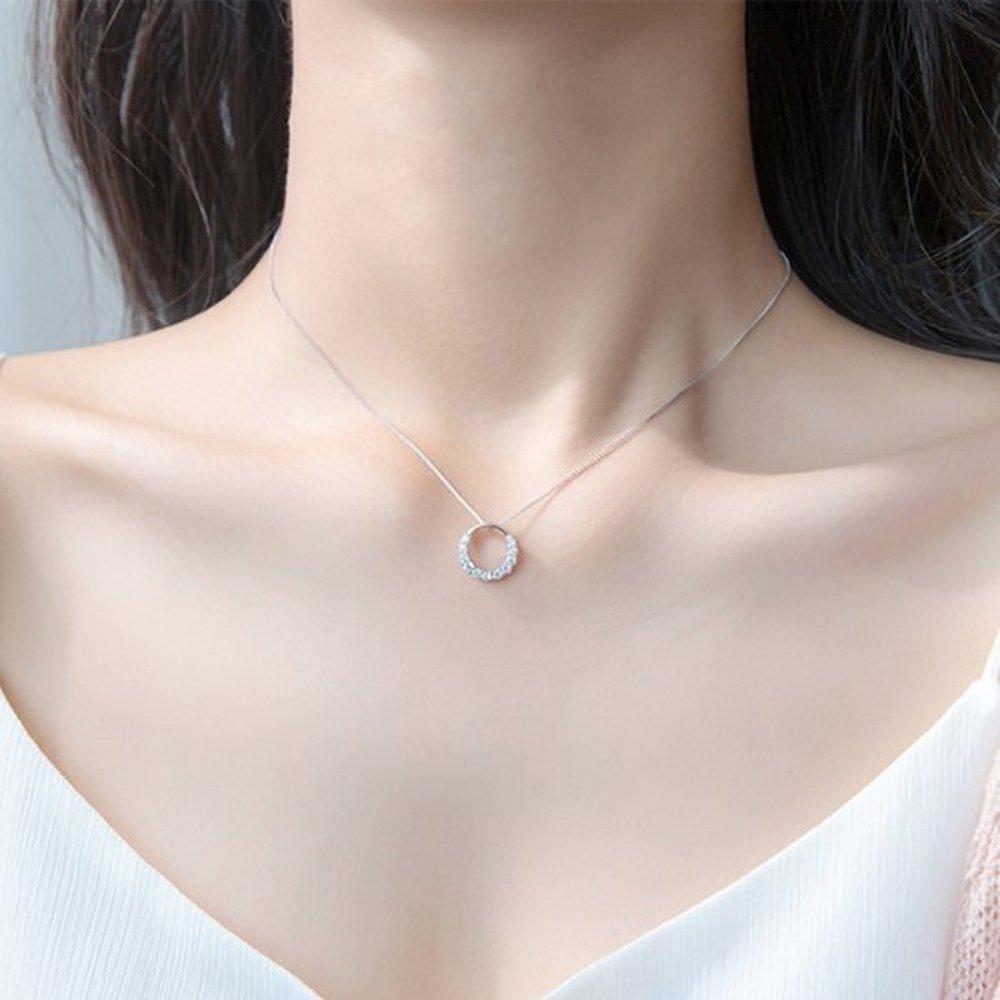 Hermosa:J N025 Silver 925 Silver Necklace Silver Necklace Cubic Zirconia Necklace Daily Necklace