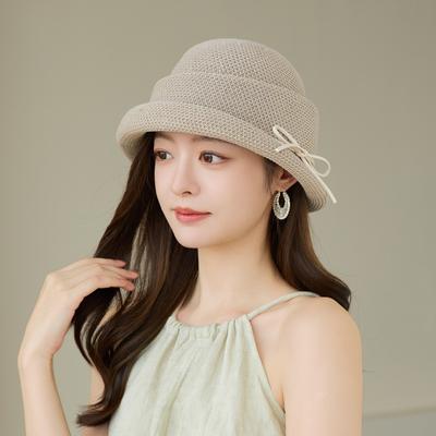 Nouveau chapeau seau en tricot pour femme 2026, visière solaire d'été, petit visage, chapeau seau polyvalent tendance, élégant et avancé