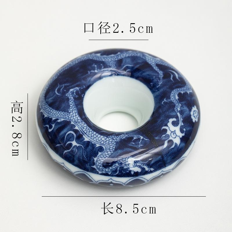 

Blue and White Porcelain Tray Round Doughnut Lid Pad Teacup Tray Pallet Chinese Retro Style Home Decoration Accessories