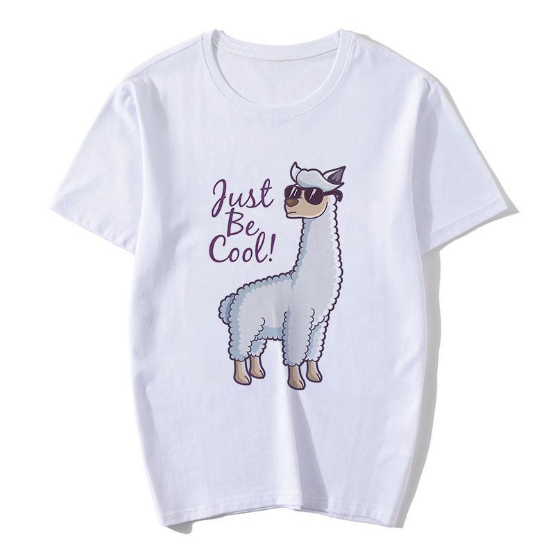 Lama Women T Shirt 2025 Cartoon Sloth Print Casual Short Sleeve O-Neck T-Shirt Cute Style Tumblr Tshirts Female T Shirt Llama