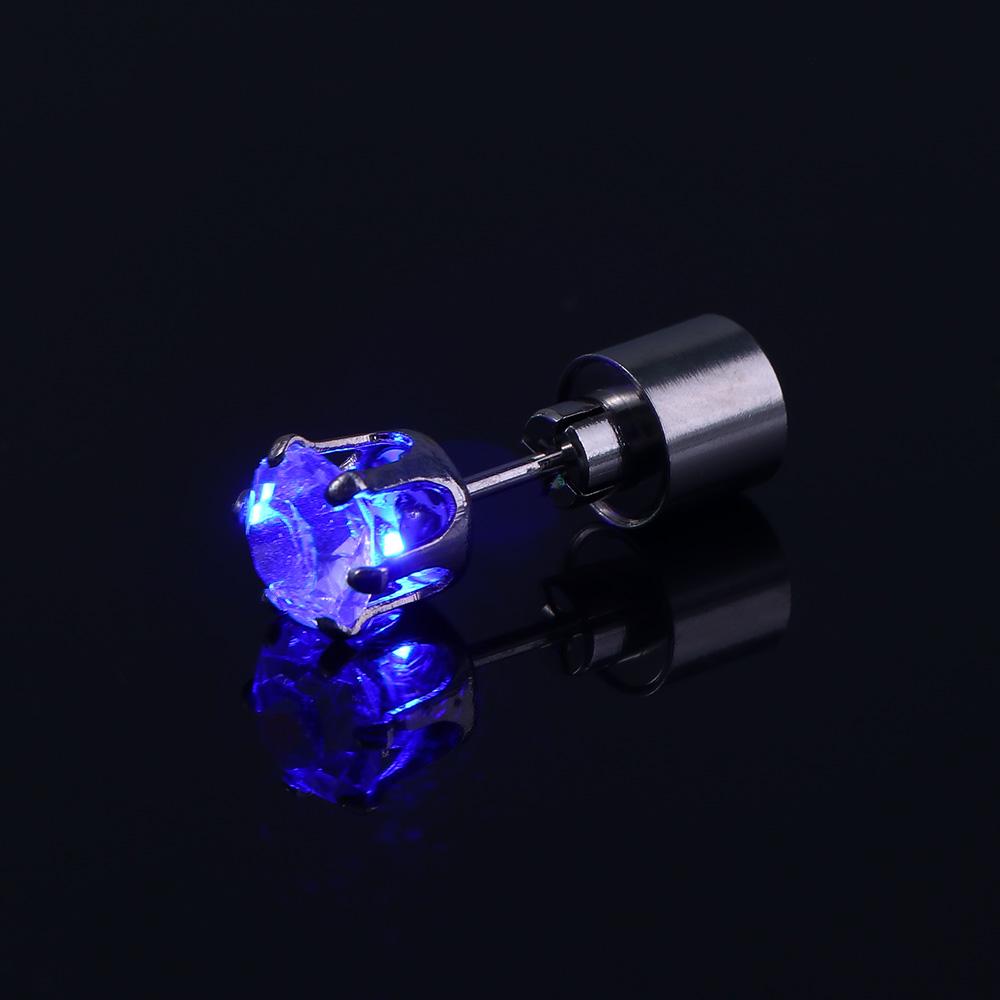 Cool Men Earrings LED Luminous DJ Dance Party Rhinestones Glow Earrings Light Up Earrings Female Ear Studs Diamond Earrings