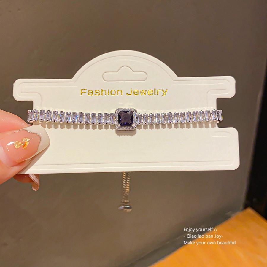 Geometric Zircon Square Pendant Adjustable Bracelet For Women Gift