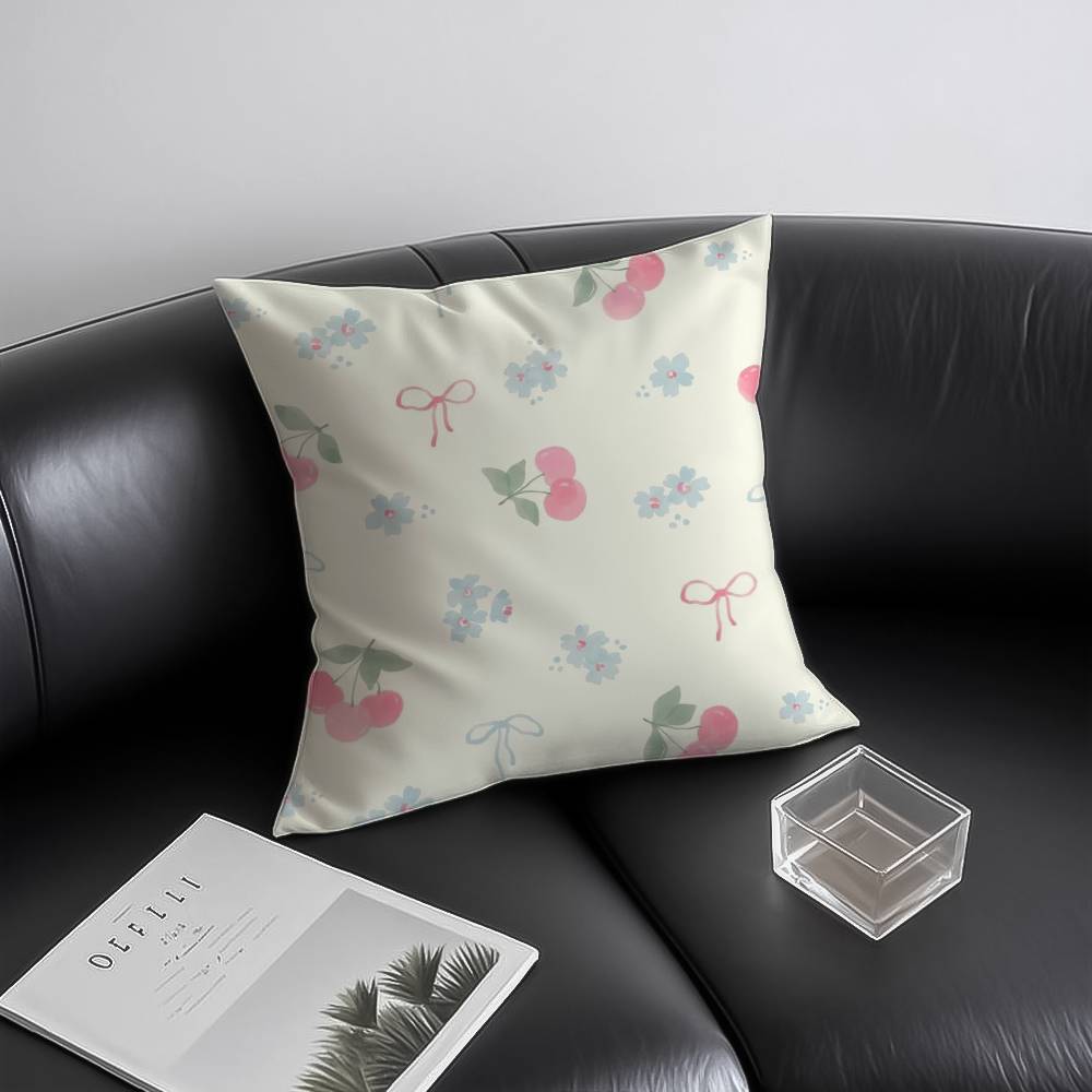 Cherry-patterned Floral Print Pillow Case Anti-dustmite Invisible Zipper Sofa Bed