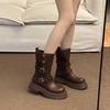 British Martin boots women's new spring and autumn versatile retro two-wear medium boots thick-soled black boots