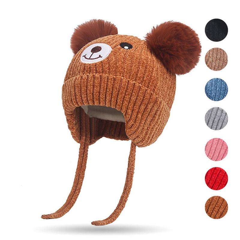 Buy Winter Baby Hat Warm Pompom Infant Hats Fleece Lining Kids Beanie