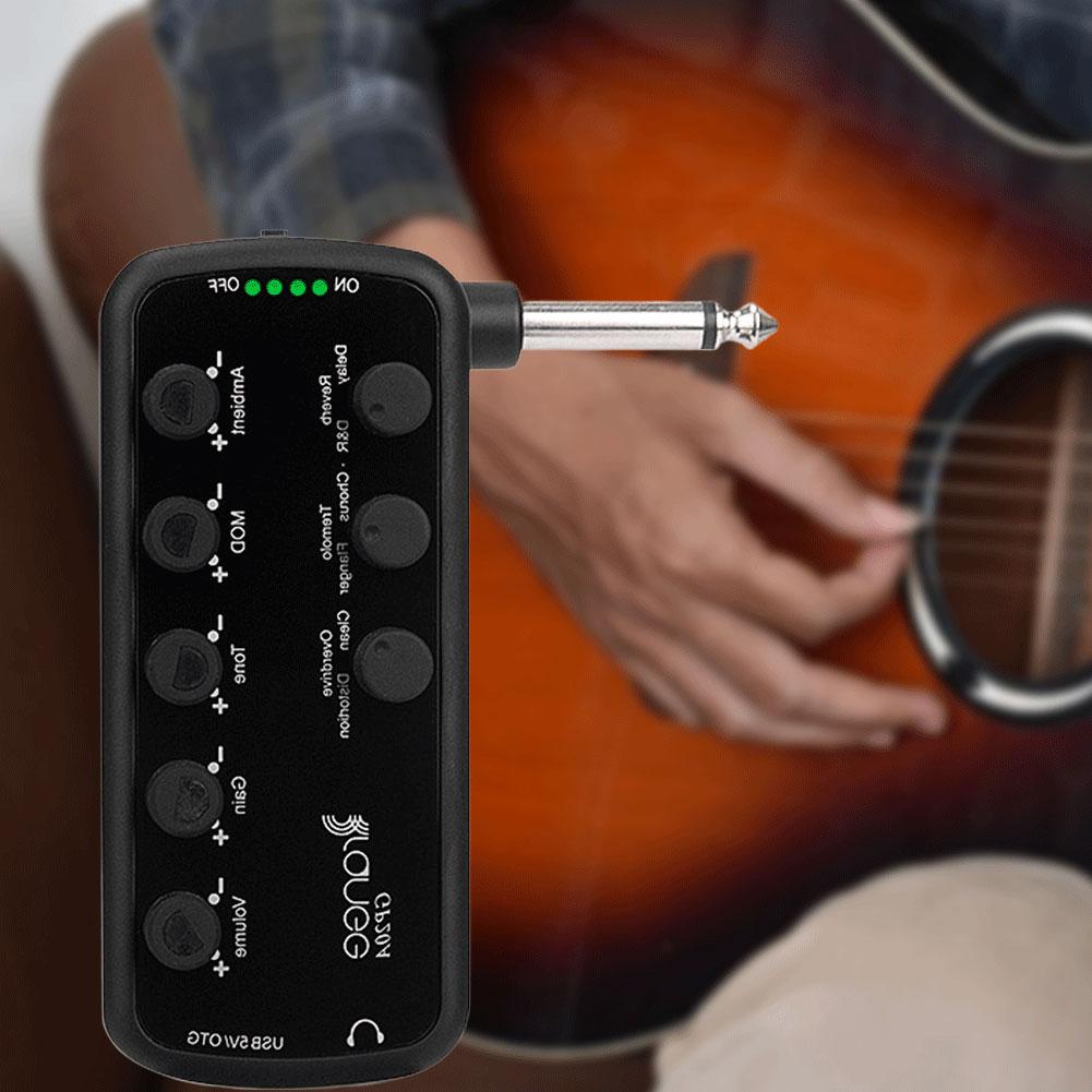 Guitar/Bass Headphone Amplifier USB Chargable Recording Electric Guitar Headphone Amplifier Acoustic Overdrive Distortion Tone