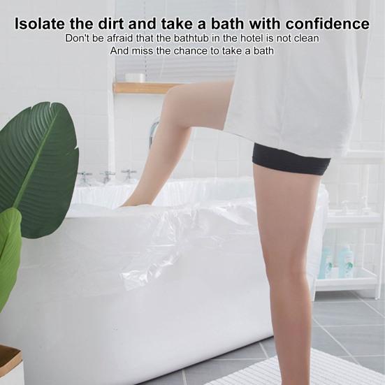 5Pcs Bathtub Cover Bags Disposable High Temperature Resistant Thickened Good Flexibility Shower Plastic Bathtub Cover Liners Films Household Supplies