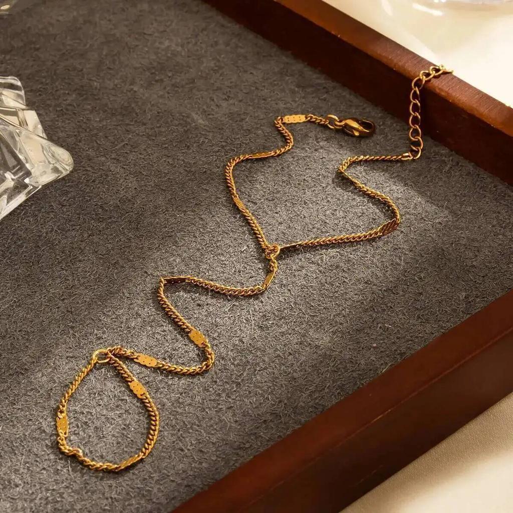 SHIXIN Exquisite Stainless Steel Zircon Hand Chain Bracelet Women Thin Link Chain Connecting Harness Bracelet Ring Hand Jewelry