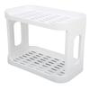 Double Layer Desktop Storage Rack Large Capacity Fence Design White Cosmetics Desktop Plastic Storag