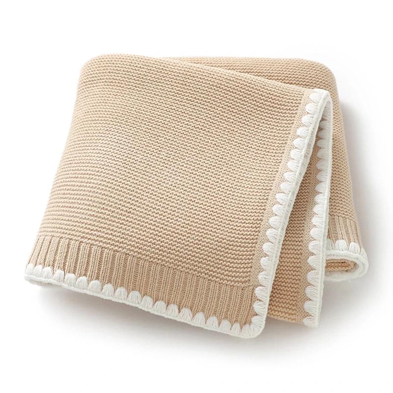 1pc Solid Hue Seamless Knit Infant Blanket 35X28 Inch Year Round Cozy Throw for Toddlers Nursery Stroller Travel Home Decor