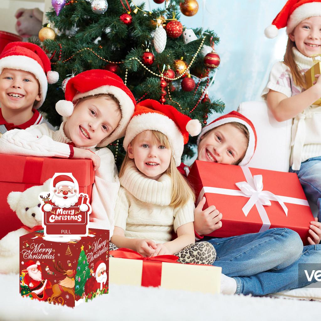 Red Christmas Theme Pattern Gift Surprise Box Holiday Decoration Prop Atmosphere