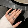 Full Diamond Niche Design High Sense Cross Opening Ring Wide Version Zircon Flash Diamond Light Luxury Personality Index Finger Women'S Fashion