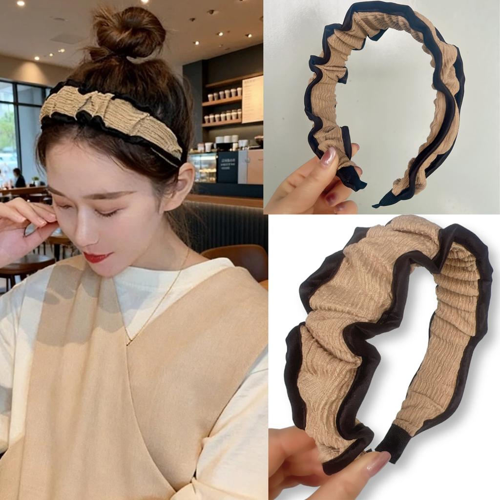 Retro Franse Stijl Brede Geplooide Hoofdband voor Gezicht Wassen en Uitgaan, Geschikt voor Dames Haaraccessoires en Dagelijks Veelzijdig Gebruik