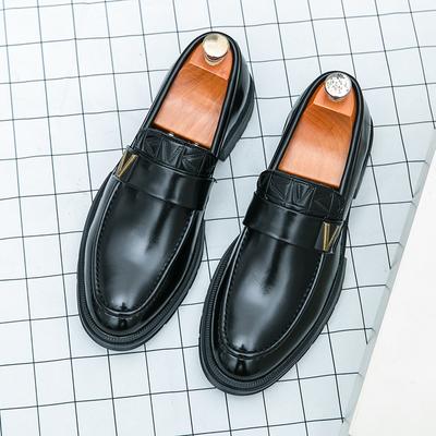 Business Casual Leather Shoes For Men Slip On Loafers Black Men’s Dress Shoes Trend Formal Leather British Style Brogue Shoes Ma
