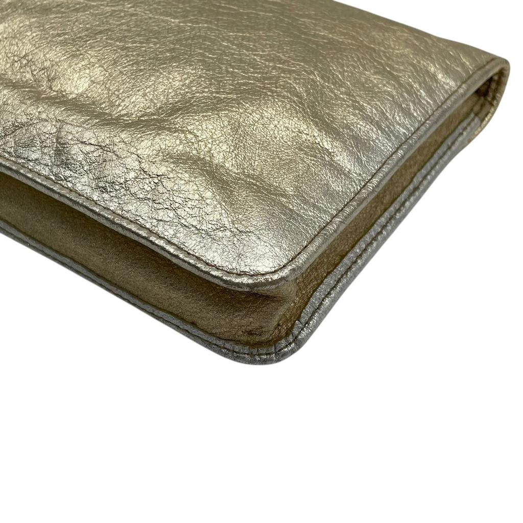 Used Longchamp Clutch bag vintageClutch bag gold/Silver leather Women