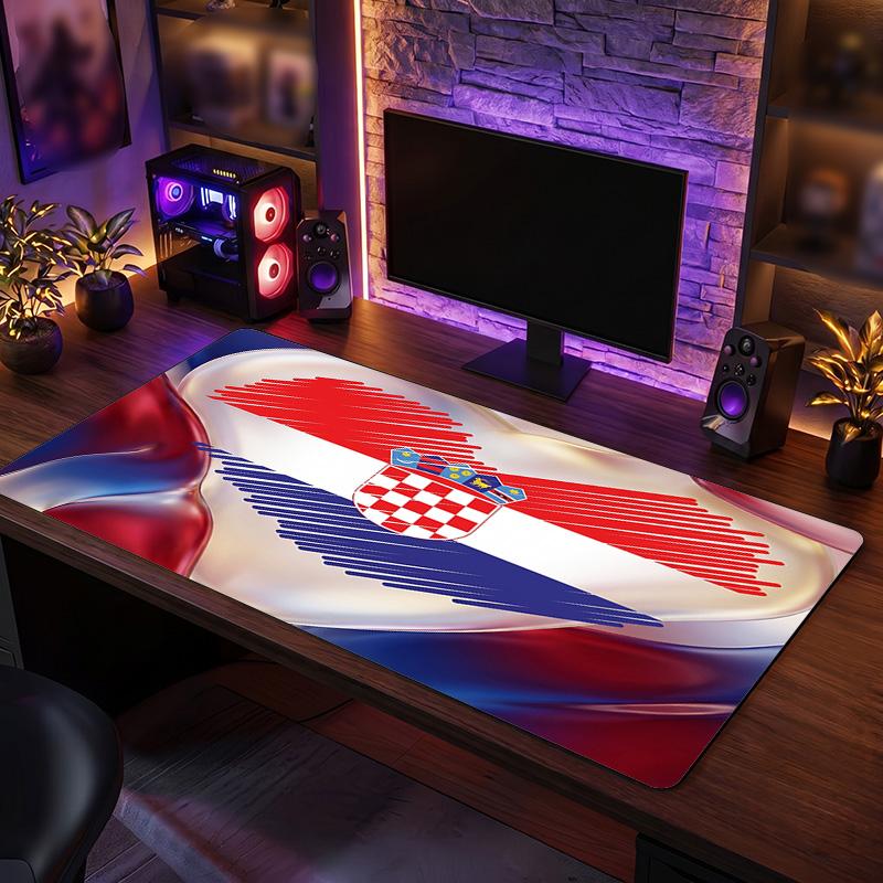 Croatia Football Crest Mouse Pad, Extended Non Slip Rubber Desk Mat for Gaming Office Laptop Fan Gift