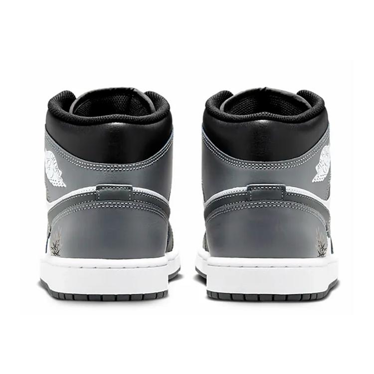 Jordan Air Jordan 1 Cushioning Slip Resistant Breathable Mid top Vintage Basketball Shoes Unisex White Black DQ8426-001(Team366-)