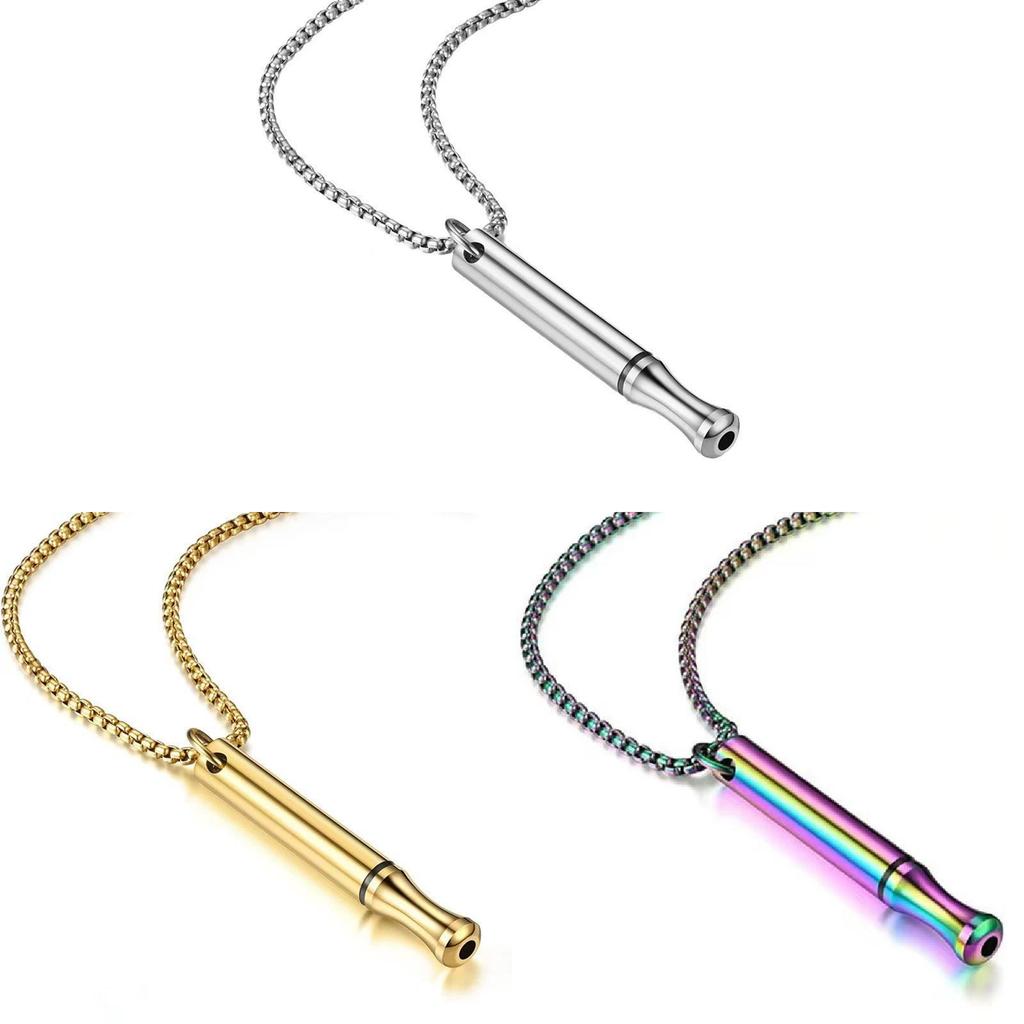 Titanium Steel Whistle Pendant Necklace With Adjustable Chain For Men Women