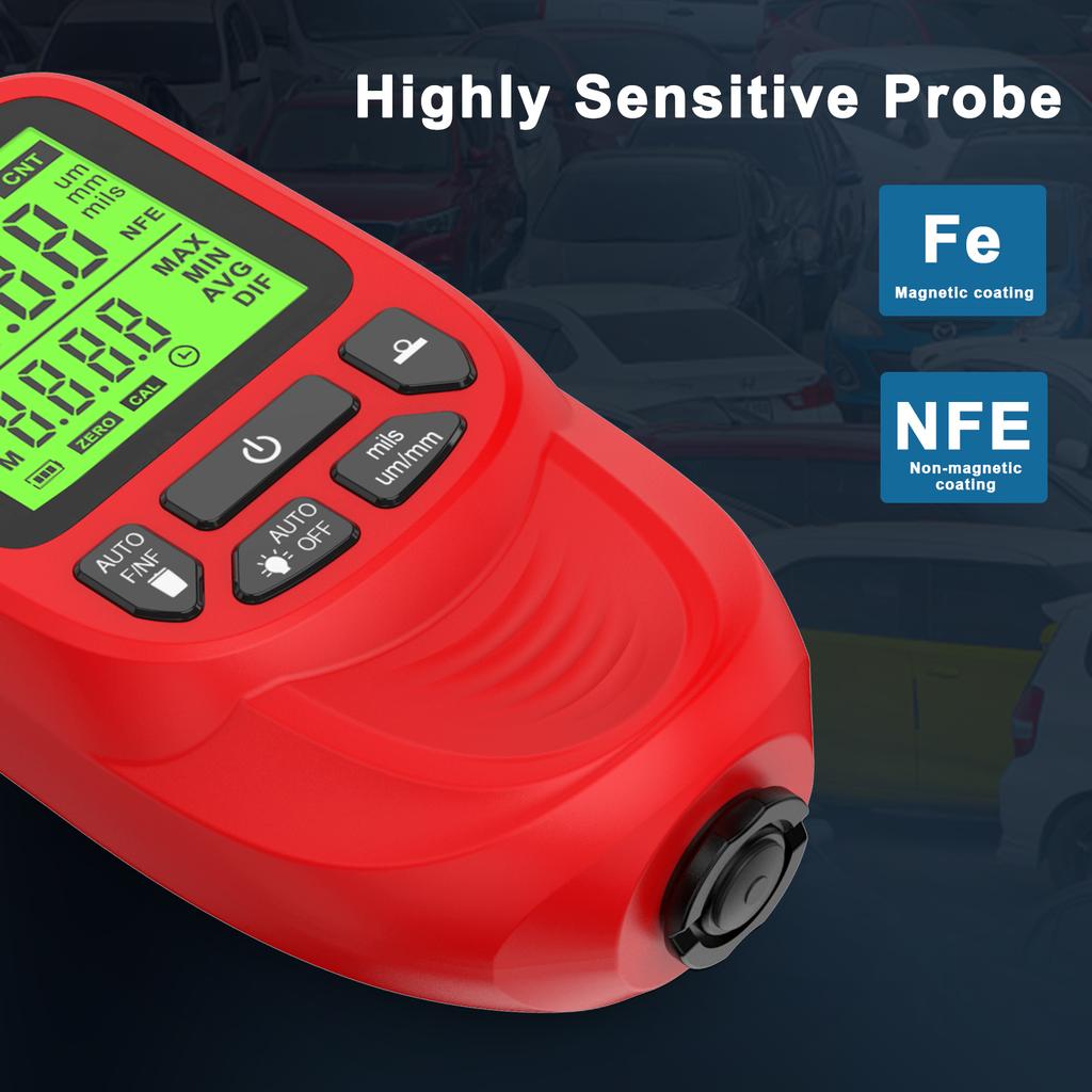 Portable 0-2000um Coating Thickness Gauge Digital Metal Coating Thickness Tester Iron Nickel Automatic Coating Tester for Car