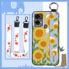 Oil Painting Phone Holder Phone Case For Oukitel C33 Back Cover Anti-dust Protective Anti-knock Lanyard Silicone Flower