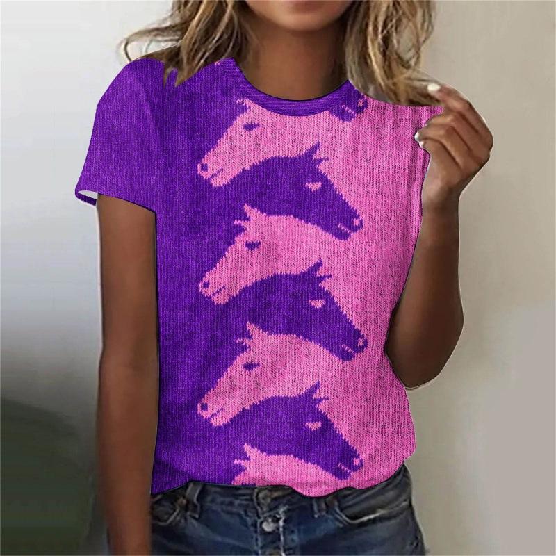 

Новая повседневная футболка с коротким рукавом с цветочным принтом, женская футболка с 3D-цифровой печатью 6XL