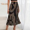 Skirt Fishtail Geometric Women Print Aline Skirt High Waist Large Hem Ribbed Office Lady Skirt Workwear
