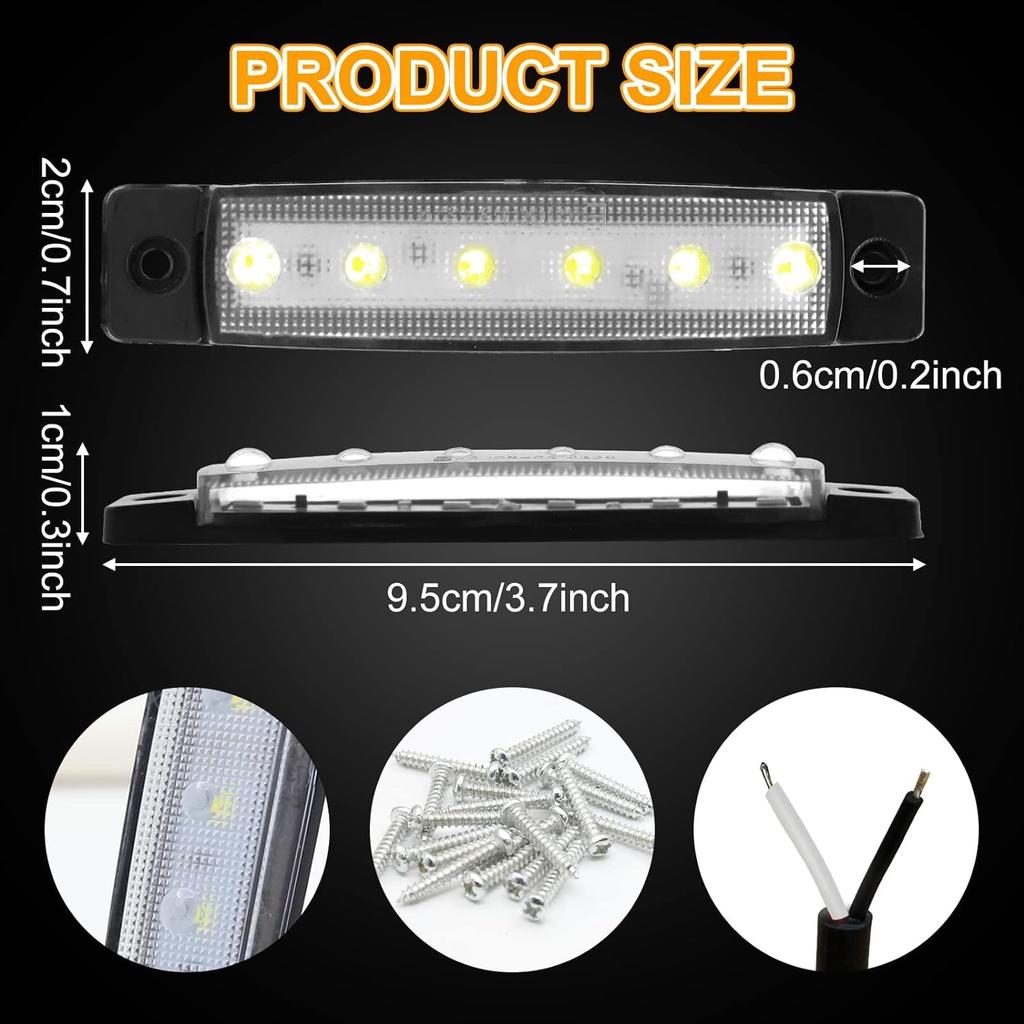 X-STYLE Side Marker Lamp, 24V, White, LED Marker Lights, 6 Rows for Car,