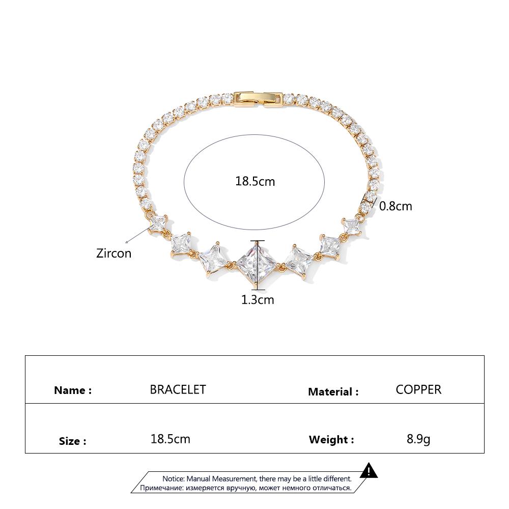 ZAKOL Shiny Geometric Clear Zircon Tennis Bracelet for Women Elegant Sliver Gold Color Aesthetic Wedding Zircon