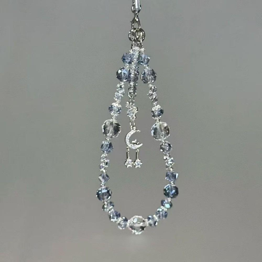 Sparkle Butterfly Phone Charm Lanyard Chain Rhinestone Phone Hanging Chain  Bag синий