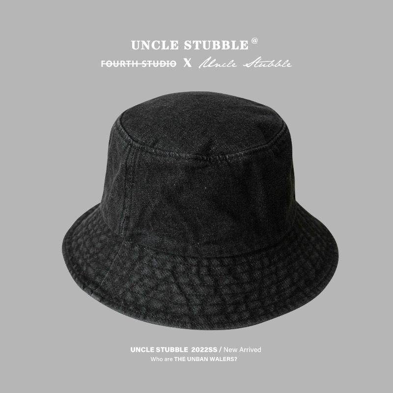 Autumn and Winter Denim Hat Women's Versatile Bucket Hat Big Head Circumference Showing Face Small Bucket Hat Retro Washing Basin Hat
