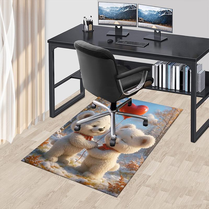 

1pc Anime Teddy Bears with Heart Balloon Chair Mat - Office Desk Pad, Anti-Slip Carpet for Home Decor, Suitable for All Seasons, Gift Idea for Anime L 60cm by 90cm