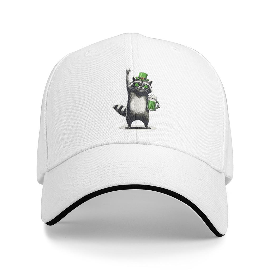 Raccoon St Patty's Shamrock Beer Funny St Patrick's Day Sun Baseball Cap  Spring Trendy Trucker Hat Men Outdoor Gym Snapback Cap