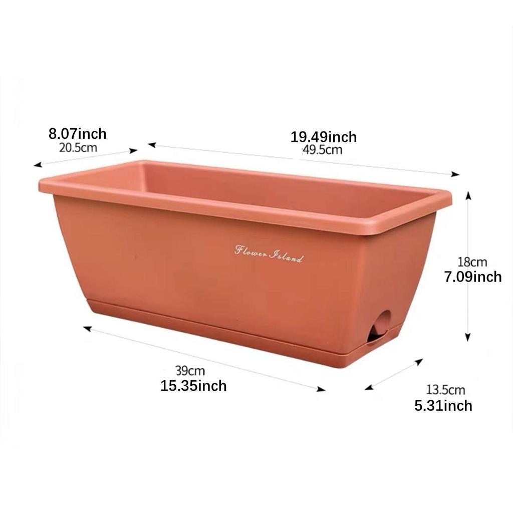 Window Box Planter Rectangular Flower Pot Multifunction Shatterproof with Drainage Holes for Yard Patio Indoor Porch Balcony