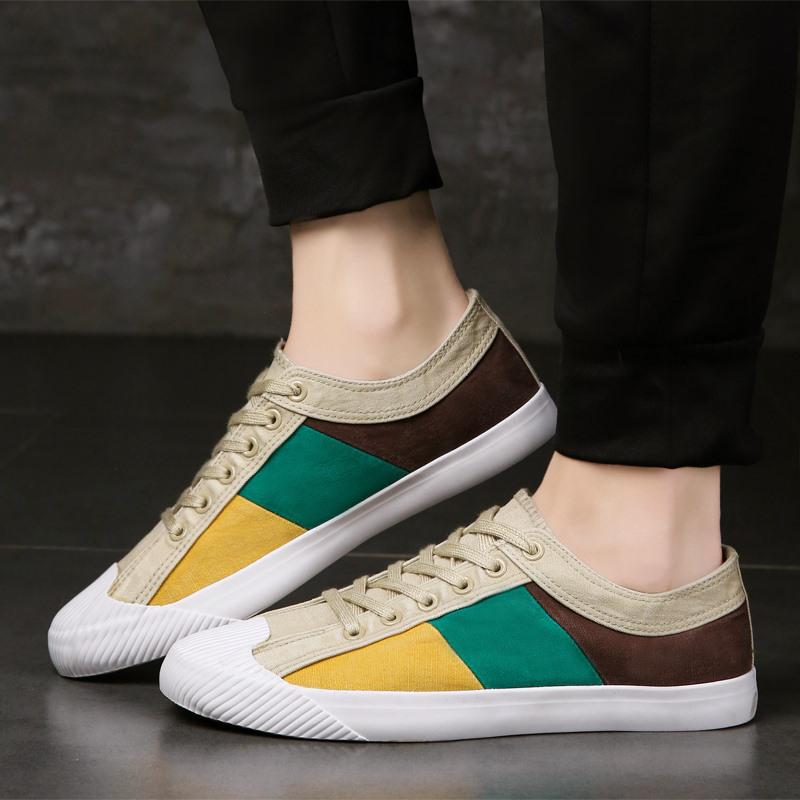 Fashion Mixed Colors Canvas Shoes Men Fashion Sneakers Breathable Men's Shoes Casual Flats Lace-up Man Vulcanized Shoes Tenis Masculino