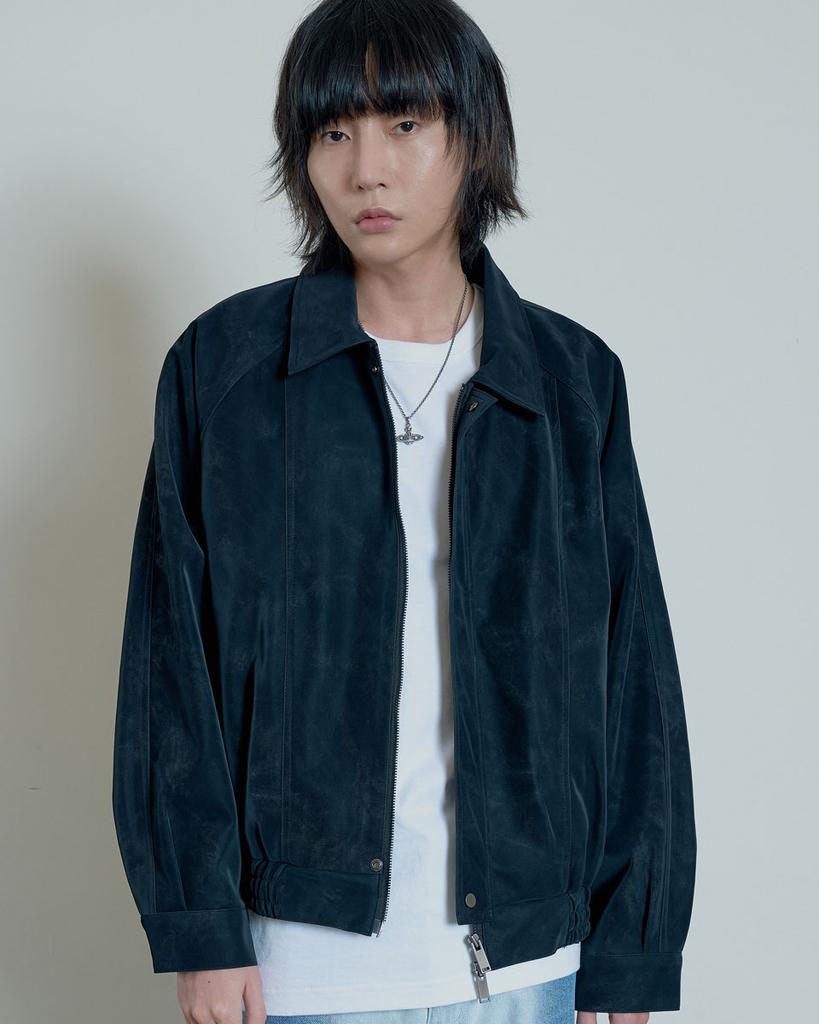 Inexcis Twill Nubuck Leather Bomber (Black)