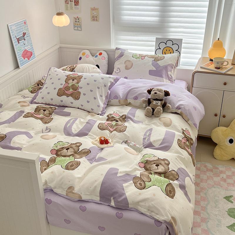 

Комплект из трех предметов для спальни из набивного хлопка, постельное белье, пододеяльник, простыня, комплект из четырех предметов 1.2m bed