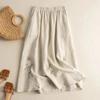 Wome Spring and Summer Cotton and Linen Retro Ethnic Style Embroidered Wide-leg Skirts