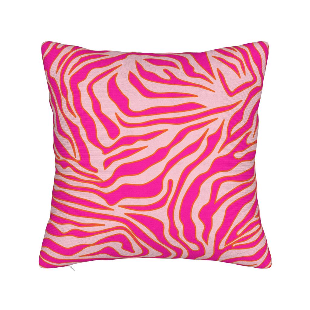 Zebra Stripes Pink Orange Wild Animal Print Pillowcase Soft Cushion Cover Decoration Throw Pillow Case Cover Home Square