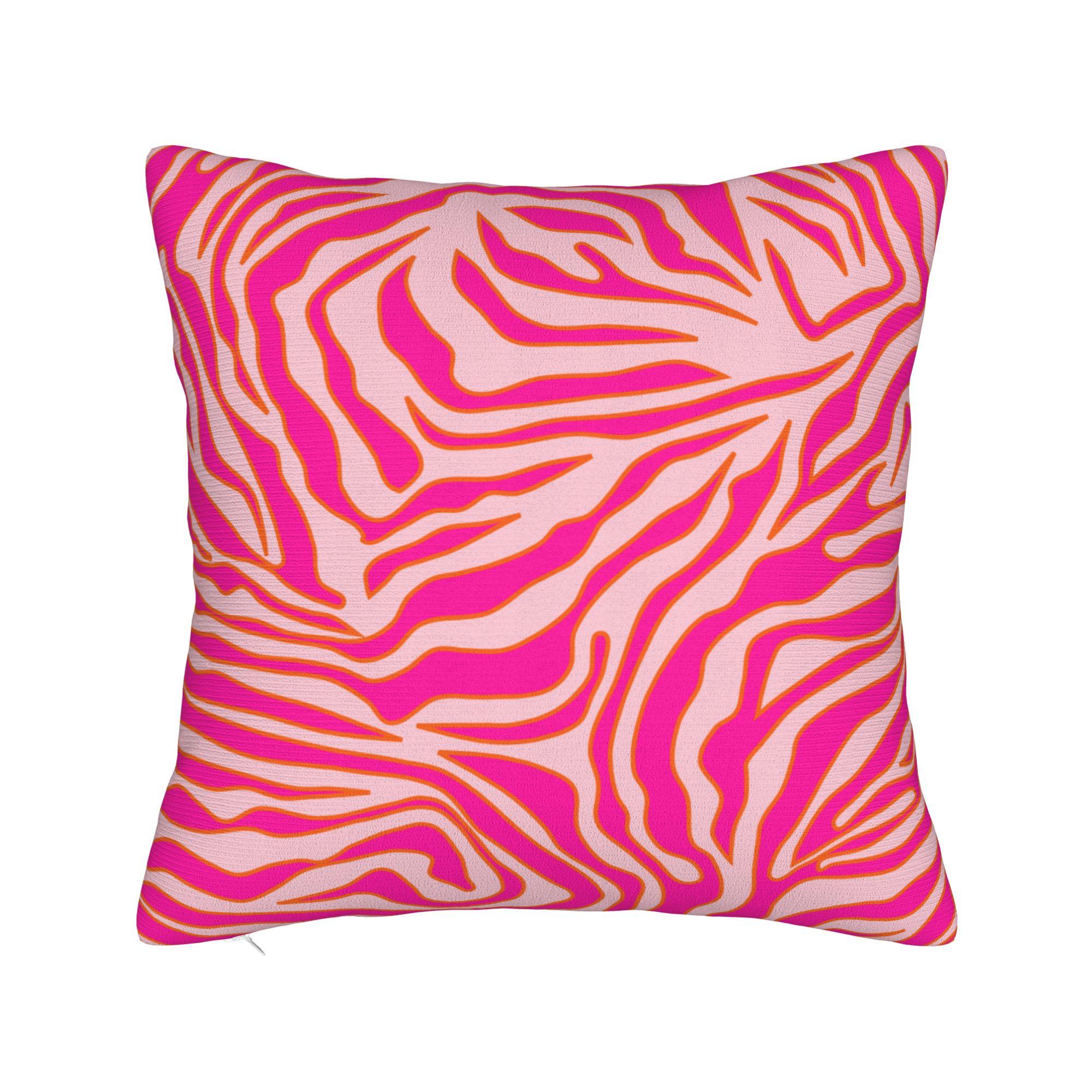 Rayures Zèbre Rose Orange Imprimé Animal Sauvage Housse de Coussin Douce Housse de Coussin Décoration Housse de Coussin Jeté Maison Carré 30x30cm