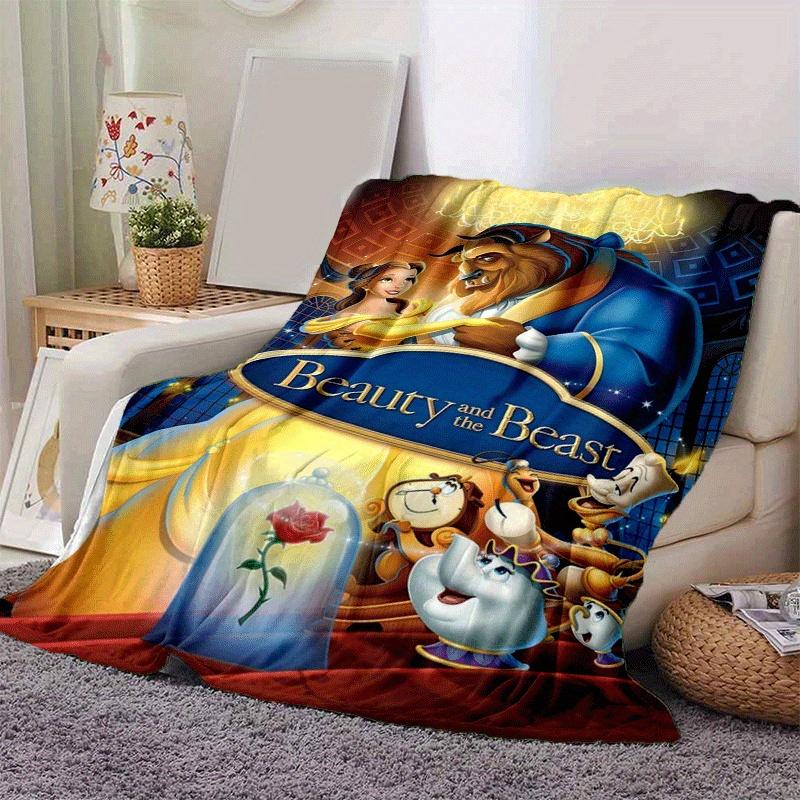 1pc Beauty and The Beast Printing Blanket Soft, All-Season Throw for Living Room, Bedroom,Personalized Gift with Adorable Cartoon Design